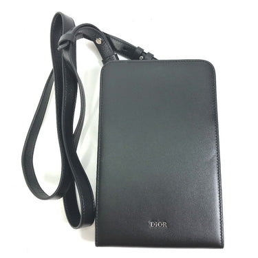 Christian Dior Shoulder Bag leather black pochette bag crossbody Phone case